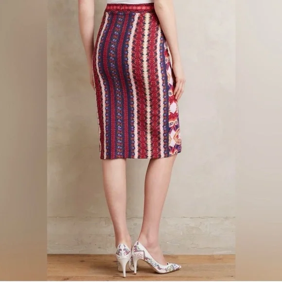 Maeve Multicolor Marala Striped Patterned Pencil Skirt Red Motif - Picture 8 of 8